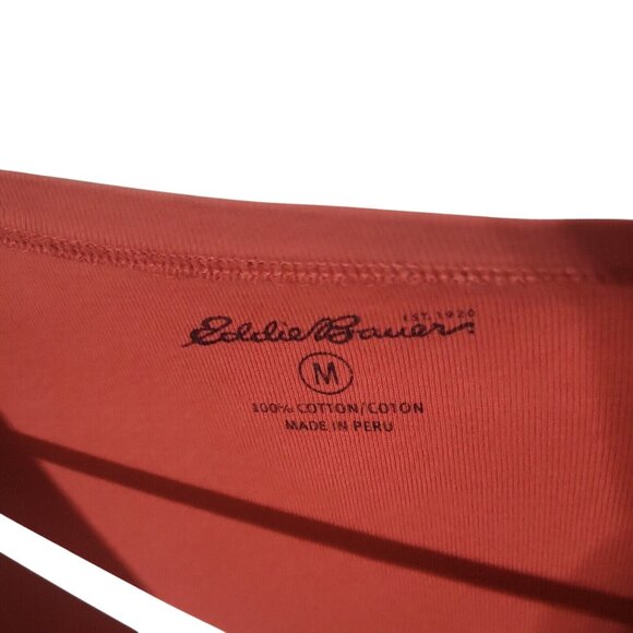 Eddie Bauer Womens V-Neck Long Sleeve Rust Top M 100% Cotton Made In Peru - Picture 6 of 6
